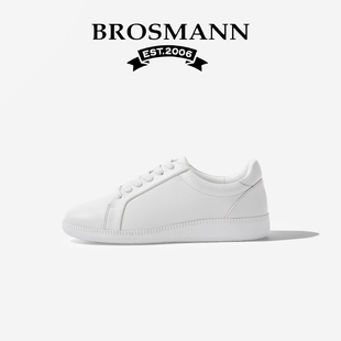 宝舒曼真皮小白鞋女款新款轻便软底休闲鞋运动板鞋显脚小牛皮女鞋