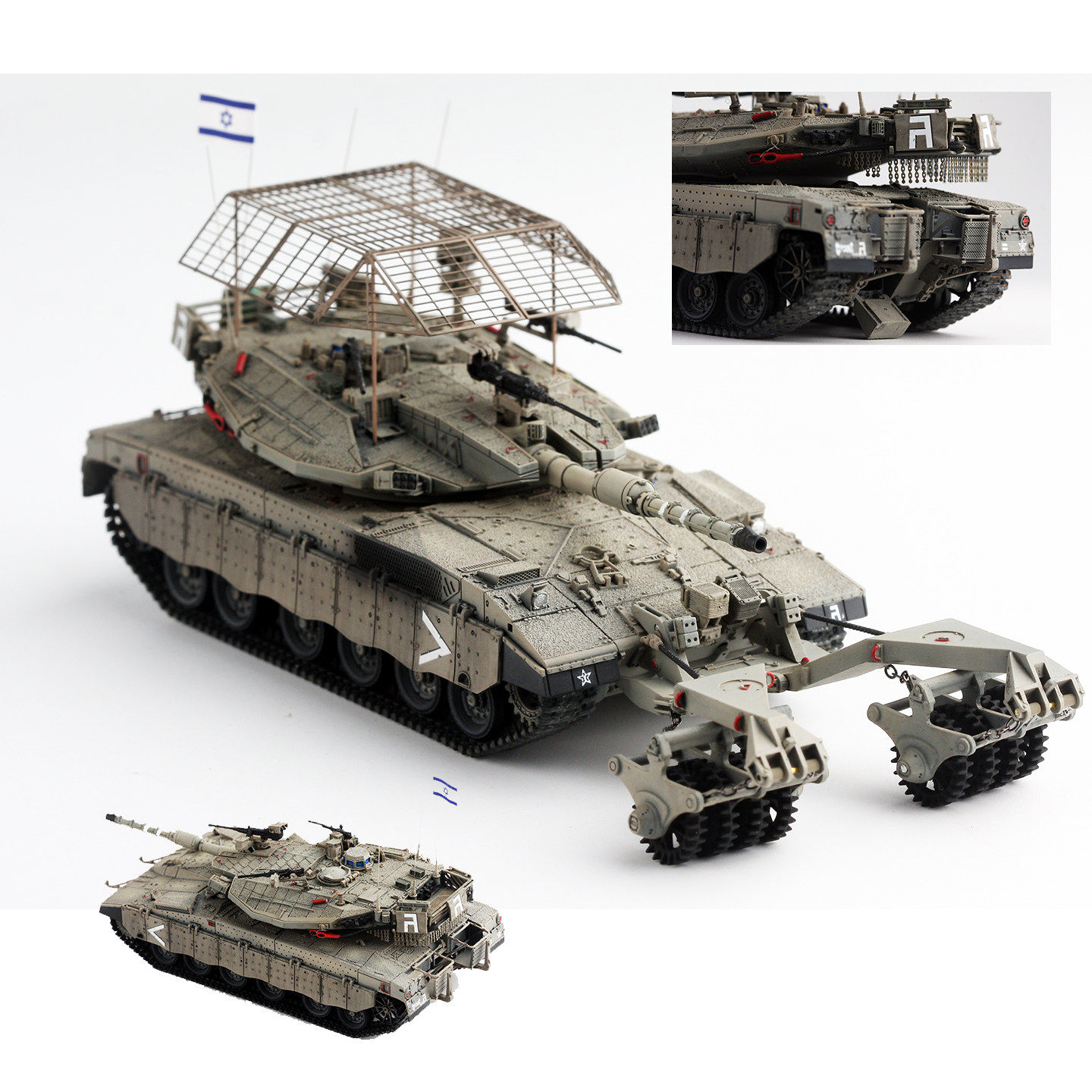 88MODEL 1/72 以色列 梅卡瓦3D 主战坦克 成品模型 配扫雷和顶棚