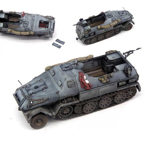 PMA 重涂旧化版 1/72 德军Sd.Kfz.8 DB10运兵半履带拖车模型 灰色