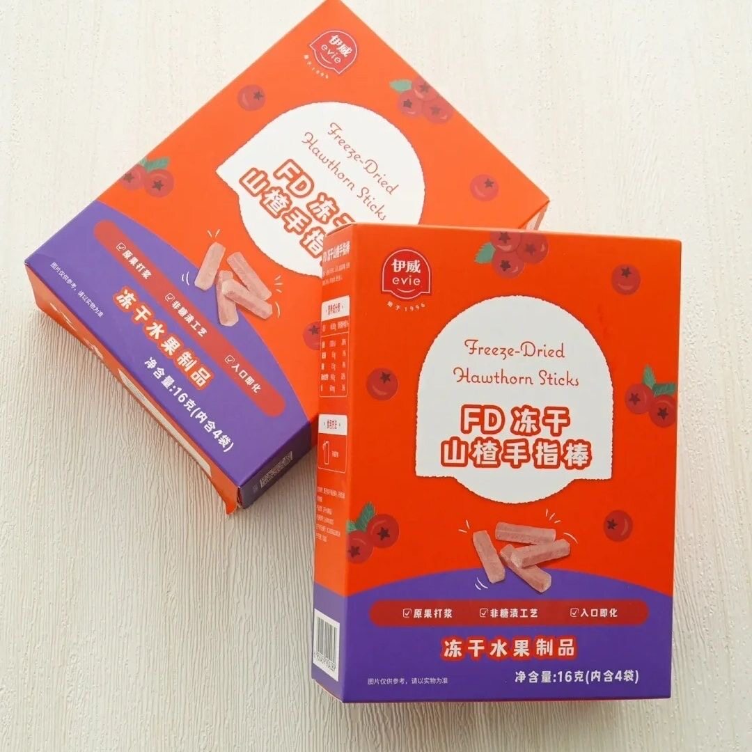 3盒/6盒伊威儿童FD冻干山楂手指棒16g/盒0白砂糖0添加剂