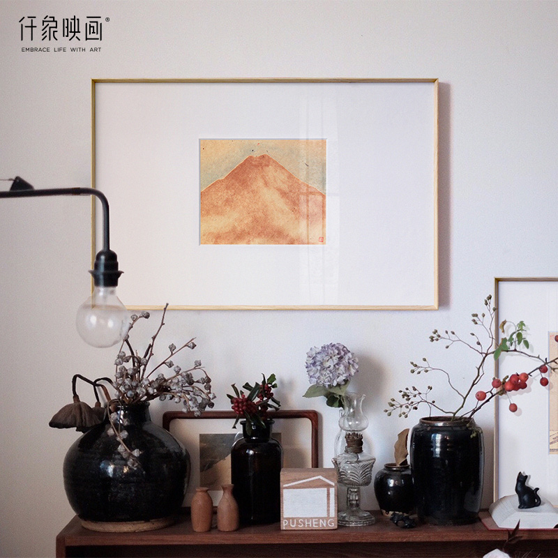 圃生x仟象映画 日式原木风书房壁画酒店民宿挂画墙画桌面摆画装饰图片