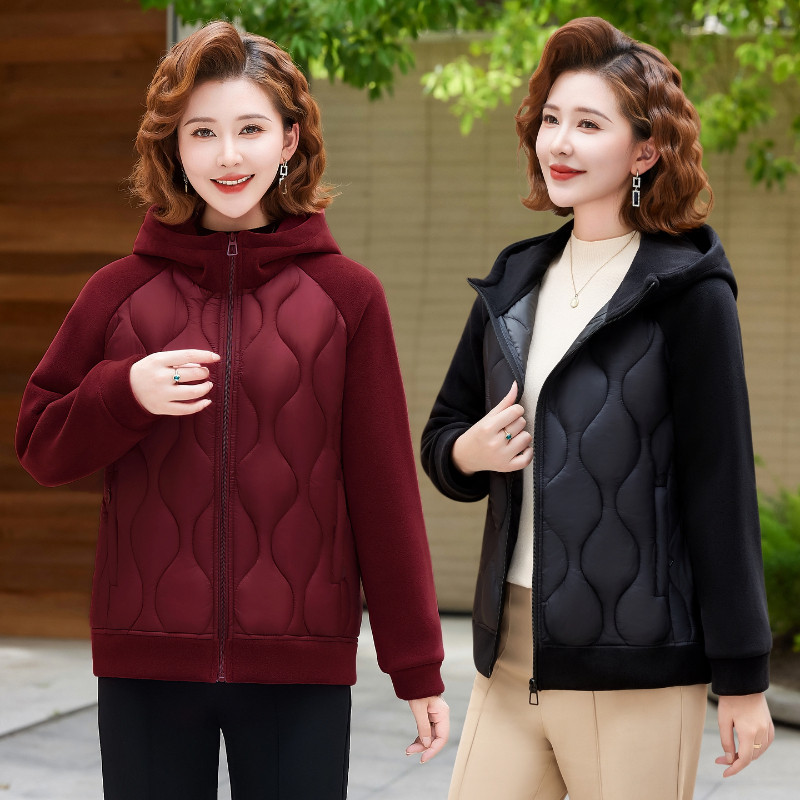2025冬季新款女士加绒加厚休闲宽松外套中年妈妈装爆款小棉袄