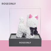 ROSEONLY诺誓高级定制玫瑰嘻嘻猫永生花送女友爱人生日情人节礼物