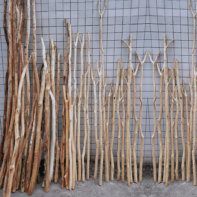 创意原木干树枝挂衣杆展示架家居