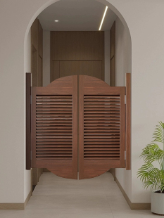 DIY半腰门核桃木对开门隔断栅栏门半截走廊门吧台酒吧百叶门实木