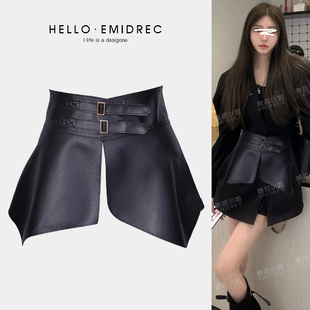 复古美式辣妹哥特腰封叠穿屁帘女夸张宽腰带皮质装饰配牛仔裤皮带