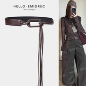 宽腰带配饰女流苏编织皮带腰封装 腰链咖色 裤 饰配裙子牛仔裤 工装