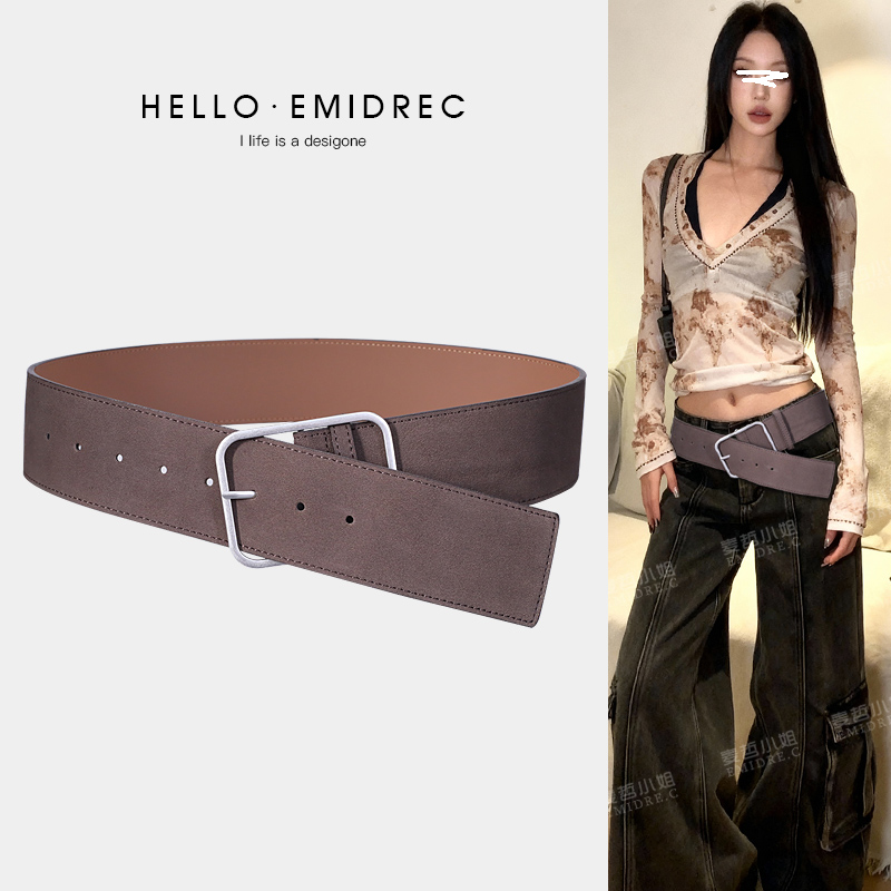 2025新款百搭老钱风软皮宽皮带女