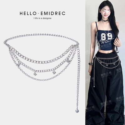 麦哲小姐美式复古甜辣风腰链腰带