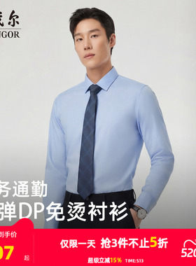 【缎纹弹力】雅戈尔夏季新款男士长袖衬衫商务休闲通勤职业棉衬衣