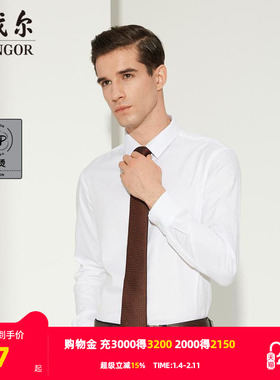 【商场同款】雅戈尔春秋男士商务休闲纯棉DP免烫白色上班衬衣2006
