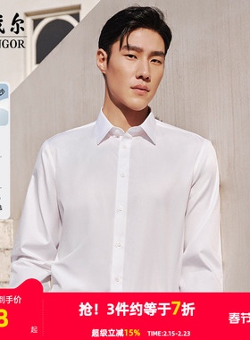 【200支TNDP】雅戈尔春秋新品商务休闲通勤高端纯棉免烫长袖衬男