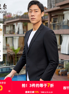雅戈尔男士西服春秋新款婚庆商务休闲时尚羊毛伴郎西装外套男4600