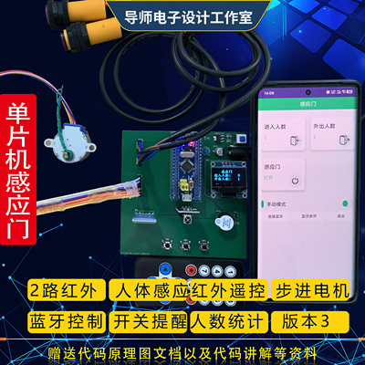 基于stm32单片机自动红外感应门教室景区人流量监控远程开关门diy