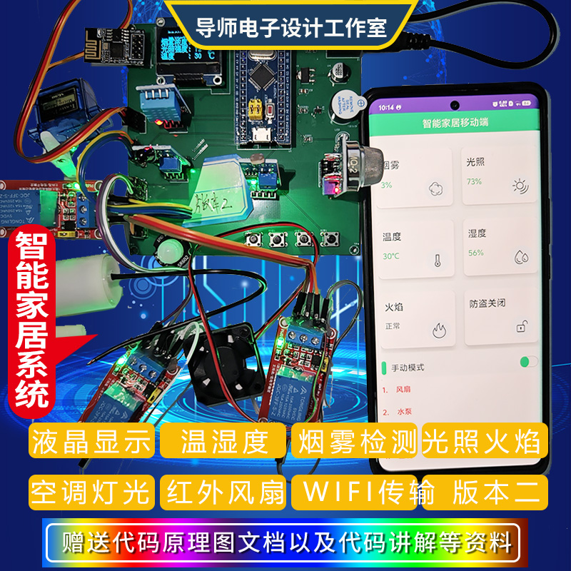 基于STM32单片机智能家居防火防盗安防语音识别控制系统设计成品