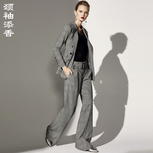 添香秋新款 套裤 女士修身 优雅气质职业套装 时尚 颈袖