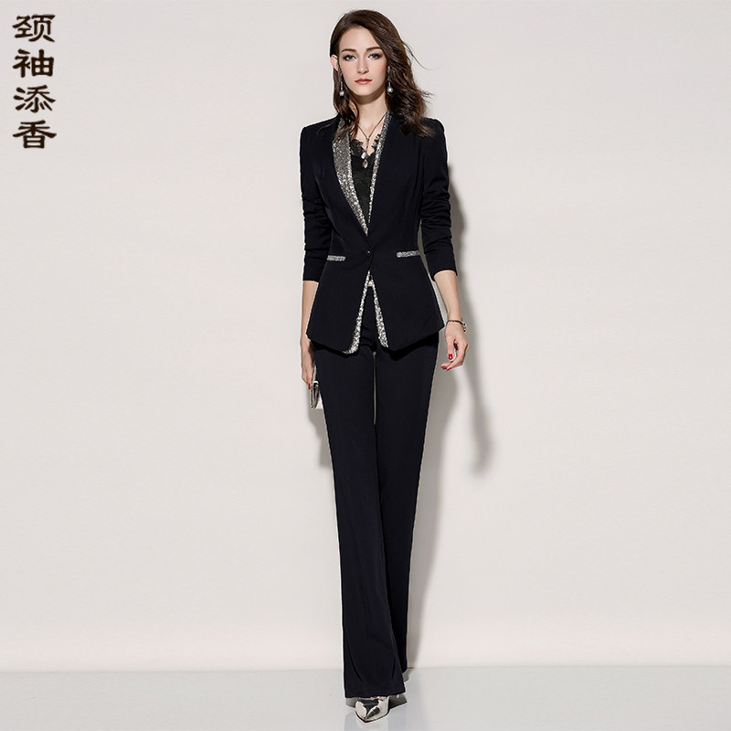 颈袖添香职业套装女士西装长套裤修身正装ol通勤商务气质时尚高级