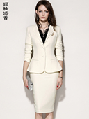 套裙 气质女神范经理职业套装 添香春秋时尚 白色小西装 颈袖