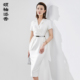 颈袖 翻领白色ol连衣裙女 短袖 添香春夏气质修身 包臀职业正装