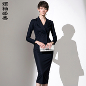 OL御姐风秋冬高级简约裙 套装 添香西装 裙羊毛优雅气质女神范装 颈袖
