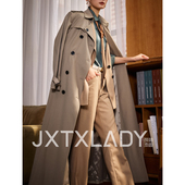 女装 新款 时尚 修身 外套风衣 颈袖 通勤过膝中长款 添香秋冬新装