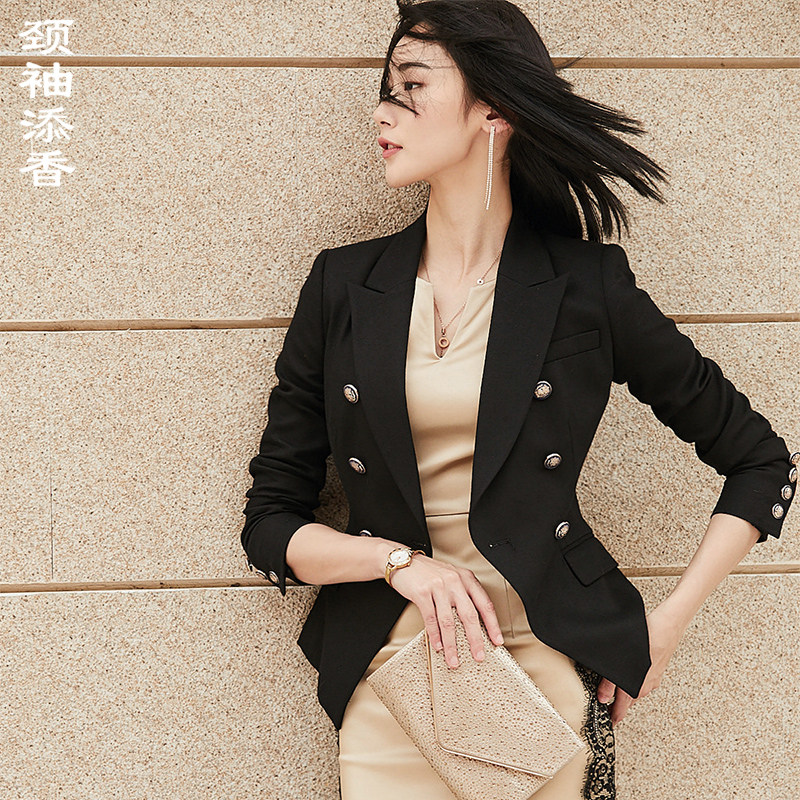 颈袖添香2024春季新款时尚修身职业装西服显瘦小西装外套女长袖