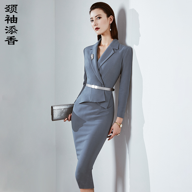 颈袖添香气质连衣裙职业修身显瘦优雅时尚名媛女装ol包臀高级感