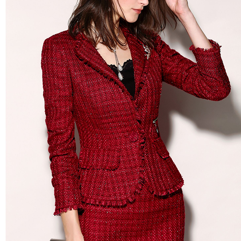 颈袖添香春秋新款气质名媛小香风过年红色职业女裙外套装女装,女装/女士精品,时尚套装,淘宝优惠券,粉丝福利购,淘宝优惠卷