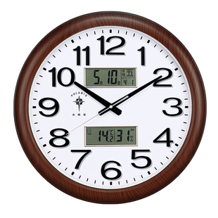 北极星大号圆形挂钟客厅卧室办公钟表静音简约现代石英时钟万年历