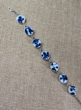 女士 青花瓷手链 老瓷片 925银 手工饰品 简约百搭 古瓷首饰 新品