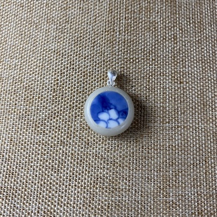 古瓷首饰 青花瓷吊坠 老瓷片挂件 刻花复古 流行 双面佩戴 小饰品