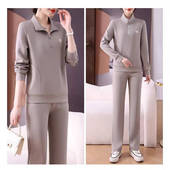 中年妈妈减龄显瘦跑步两件套 时尚 女春秋新款 休闲薄款 休闲运动套装