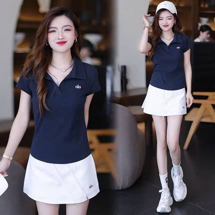 休闲运动套装女2025夏季新款洋气显瘦POLO衫短袖半身裙裤两件套潮