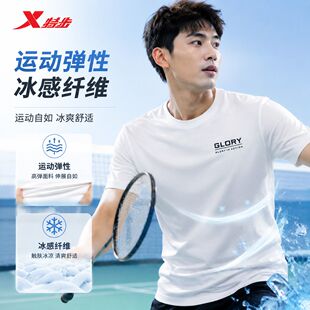 特步男款短袖圆领T恤2026夏季新款冰丝速干运动上衣974329010112