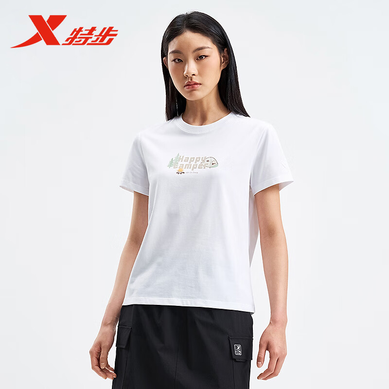 特步短袖T恤女2025夏季新款