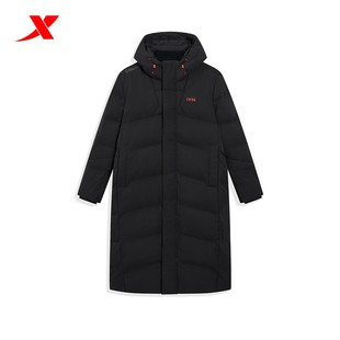 特步CHINA中长款连帽鸭绒服男2025冬锁温保暖羽绒服975429640128