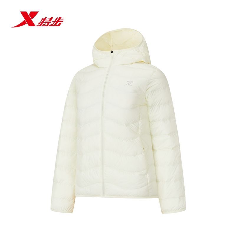 特步女轻薄保暖防泼水羽绒服