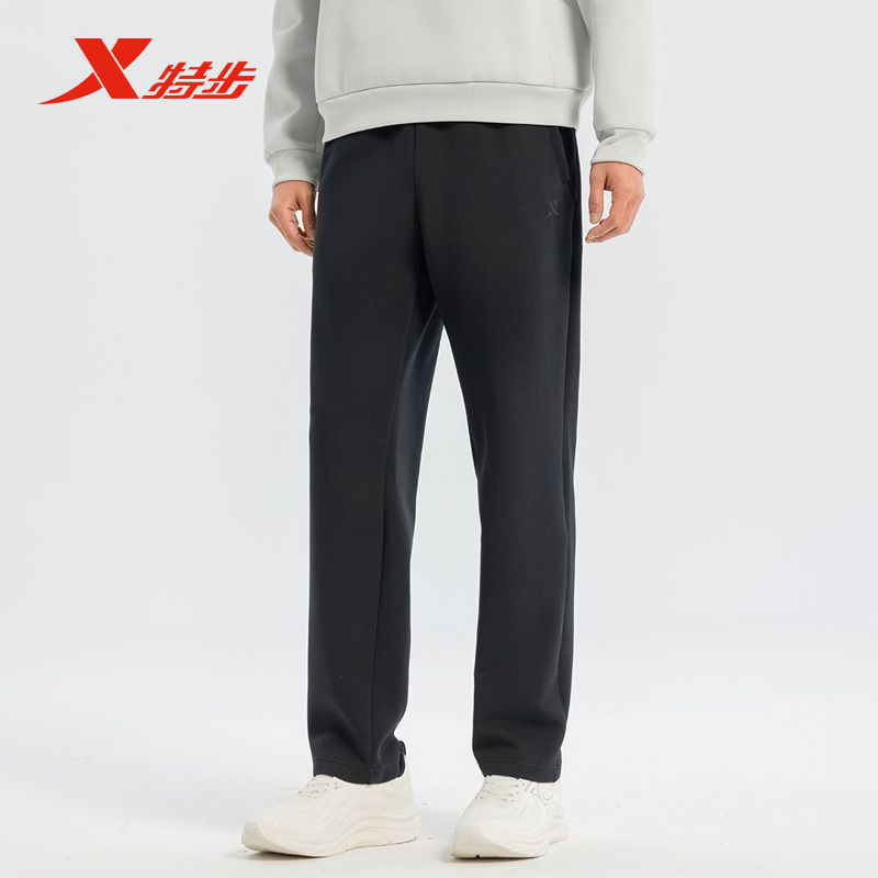 特步运动卫裤男子2025春季新款休闲跑步裤针织长裤975129630093