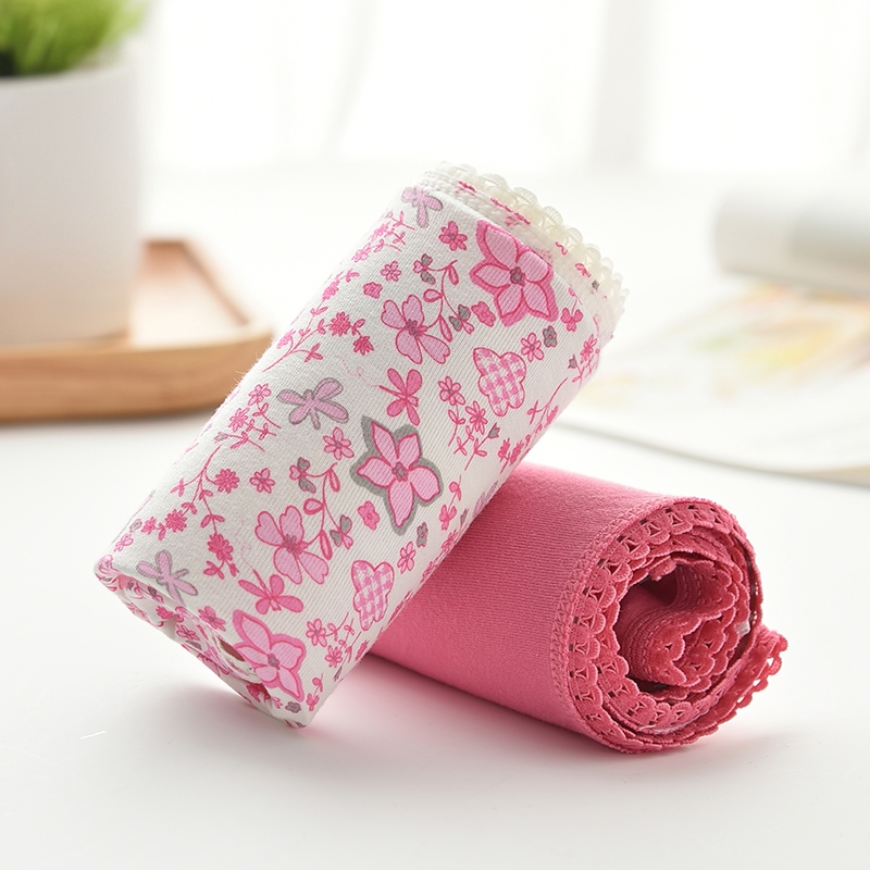 棉元素蕾丝边甜美风低腰女士内裤