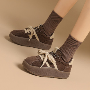 香港潮牌2025年新款 4cm复古厚底百搭阿甘 秋冬休闲软底加绒运动鞋