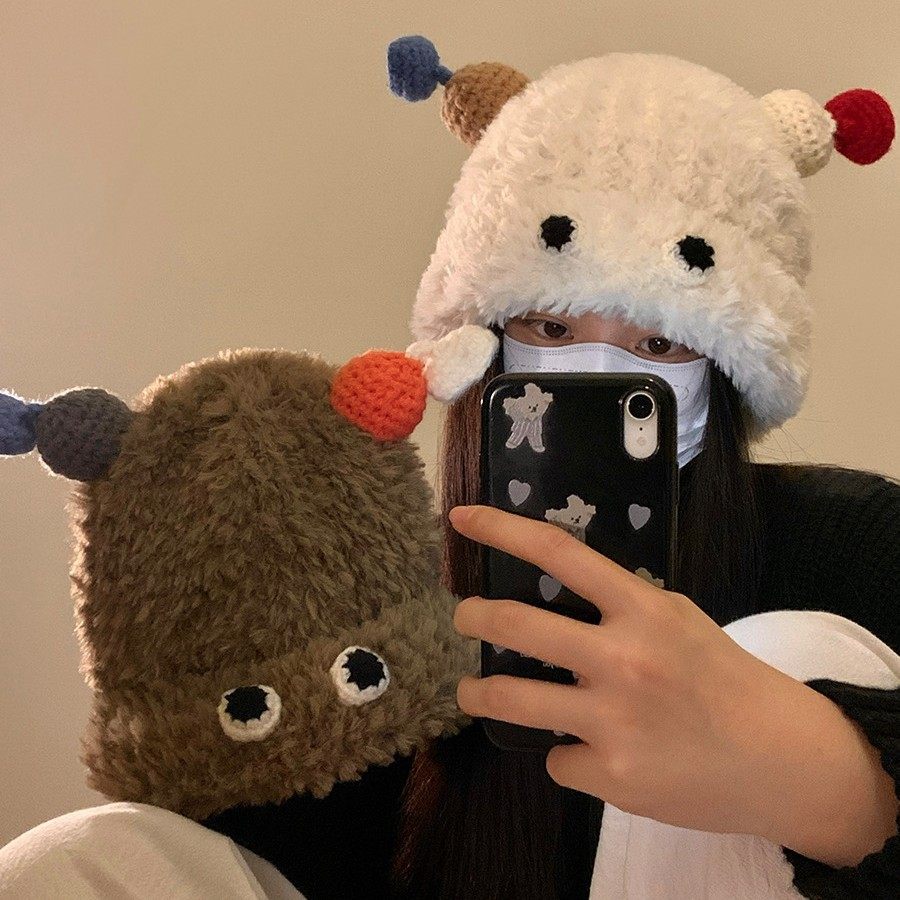 香港潮牌 25年秋冬新款菱形格花纹针织帽女秋冬保暖护耳毛线帽拼,服饰配件/皮带/帽子/围巾,三件套,淘宝优惠券,粉丝福利购,淘宝优惠卷