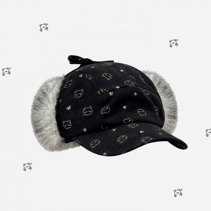 香港潮牌 25年秋冬新款日系小熊印花毛绒雷锋帽女防寒保暖护耳帽,服饰配件/皮带/帽子/围巾,帽子,淘宝优惠券,粉丝福利购,淘宝优惠卷