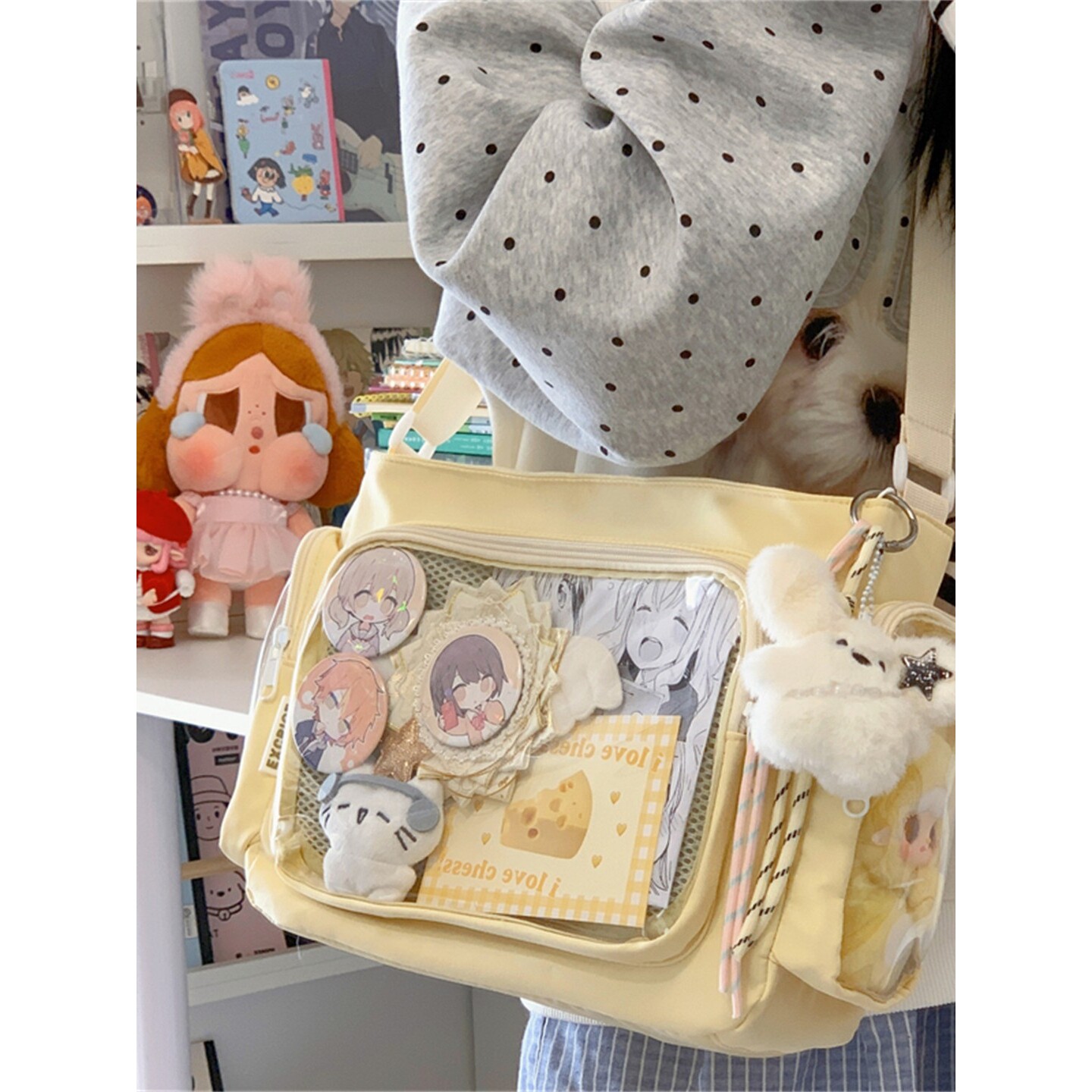韩国明星同款日系ins新款高颜值学院风清新甜美吧唧痛包少女轻便