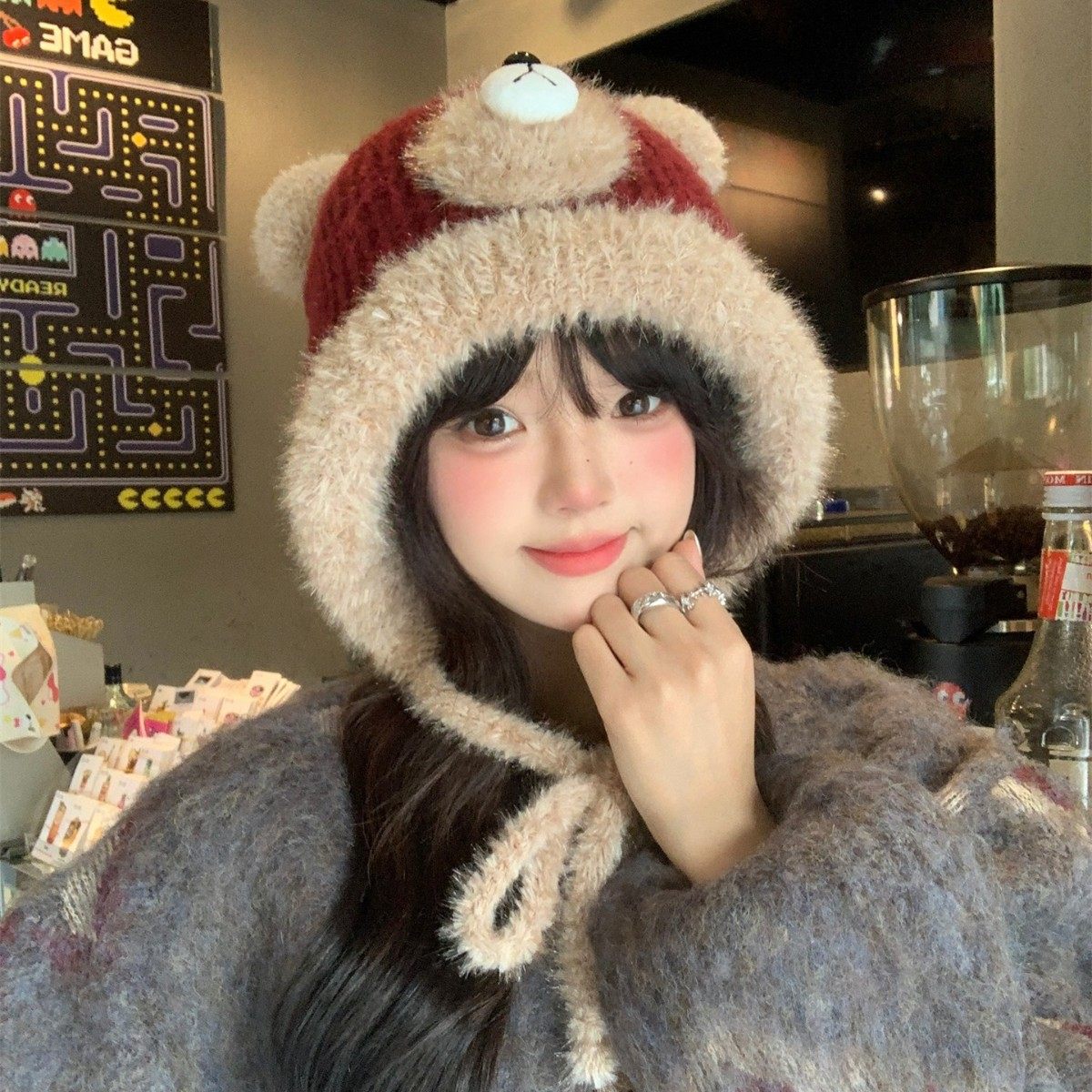 香港潮牌 25年秋冬新款爱小熊女显脸小渔夫帽保暖系绳盆帽针织毛,服饰配件/皮带/帽子/围巾,帽子,淘宝优惠券,粉丝福利购,淘宝优惠卷