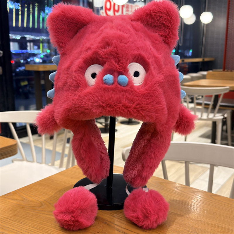 香港潮牌 25年秋冬新款卡通毛绒小怪兽包头帽女保暖护耳套头帽子,服饰配件/皮带/帽子/围巾,三件套,淘宝优惠券,粉丝福利购,淘宝优惠卷