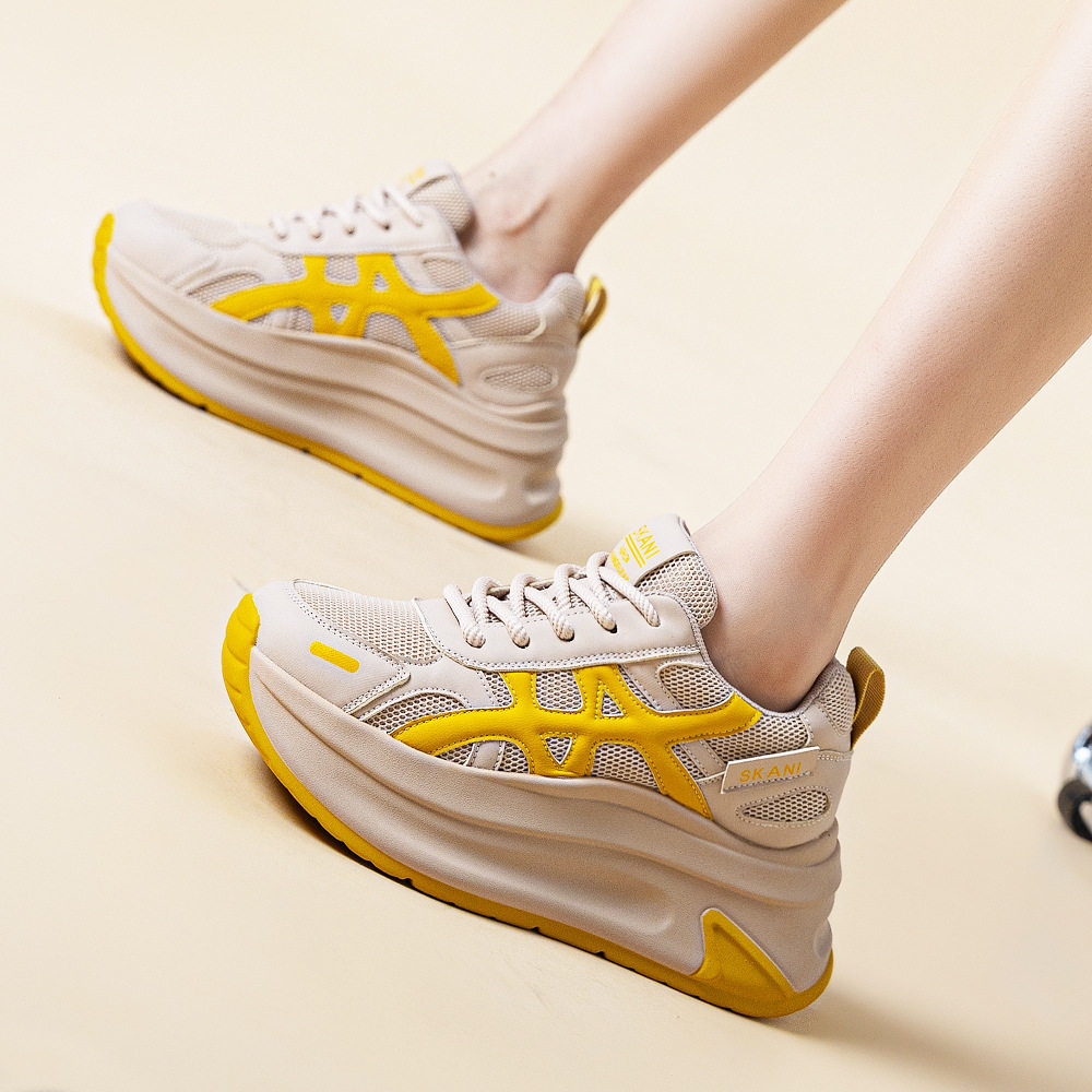 香港潮牌2025秋季新款厚底休闲阿甘鞋时尚拼色老爹鞋系带学生鞋小,女鞋,老爹鞋,淘宝优惠券,粉丝福利购,淘宝优惠卷