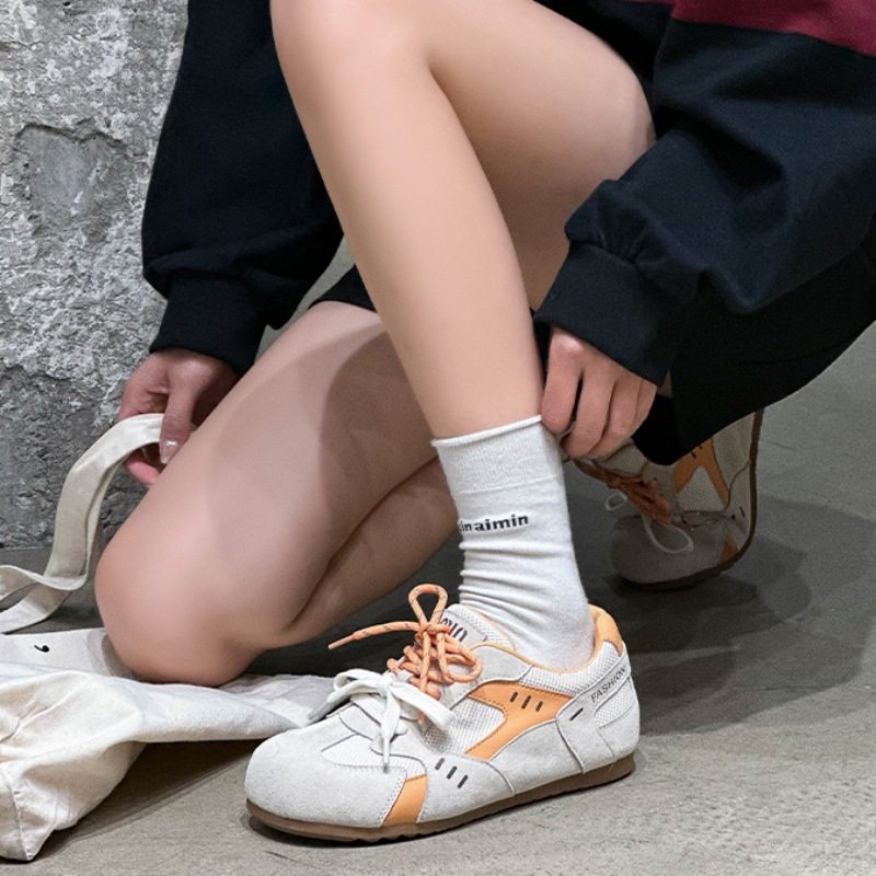 香港潮牌软底舒适阿甘鞋女2025春新款平底真皮透气轻便复古拼色休,女鞋,德训鞋,淘宝优惠券,粉丝福利购,淘宝优惠卷