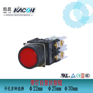 RF圆形平头电源启动开关平头 韩国进口按钮开关带灯凯昆 K22