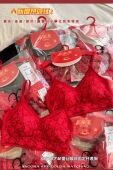 新年款 蕾丝V领乳胶一体厚杯小胸聚拢抹胸内衣女美背裹胸吊带潮