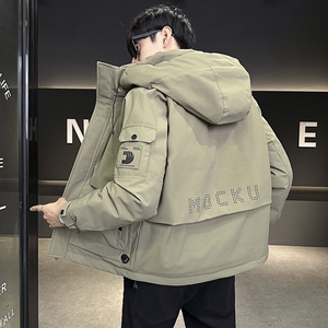 店主风2024冬季新款羽绒服男短款连帽潮牌冲锋衣外套8128--P200图片